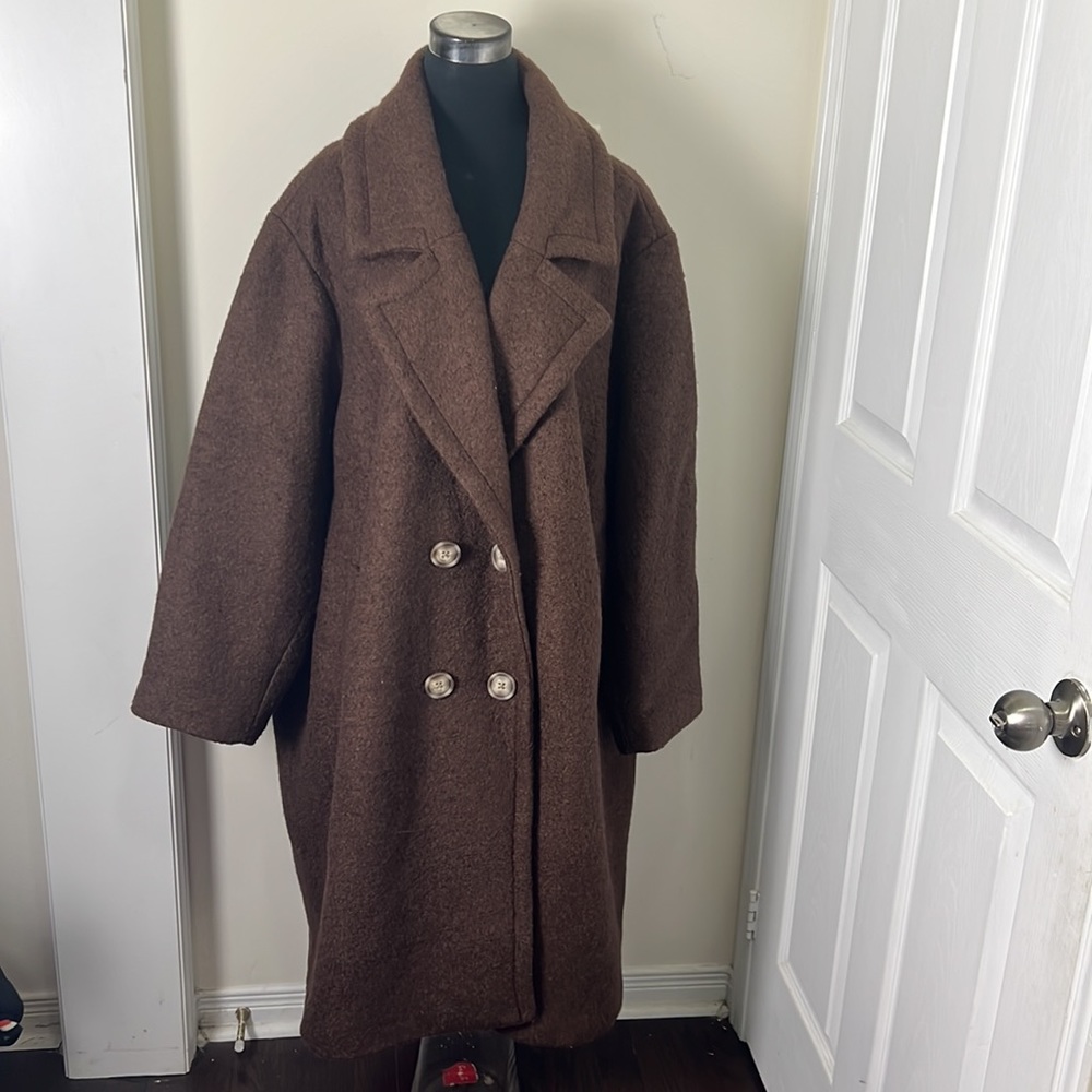 A MTL Wool Blend Plus Size Outerwear Trench Slouch Coat Size 5X